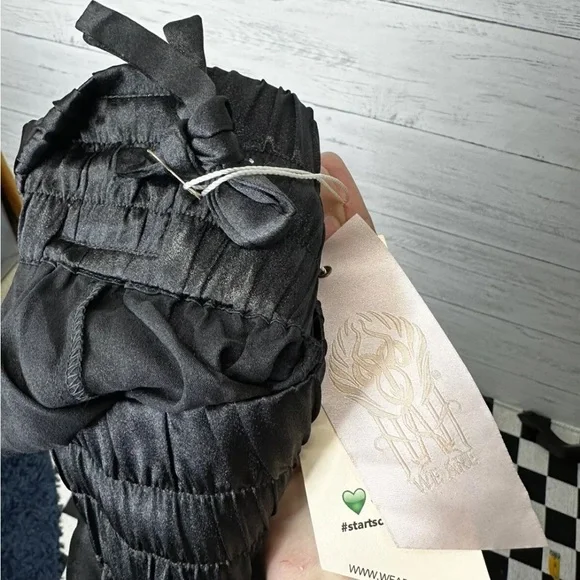 Black Satin Women's Shorts XS we are hah free people - Picture 2 of 3